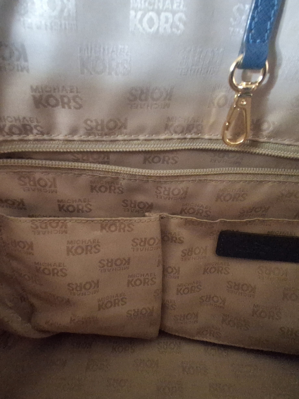 Authentic Michael Kors Jet Set East West Tote Bag - White/Navy (EUC!) - Picture 8 of 16